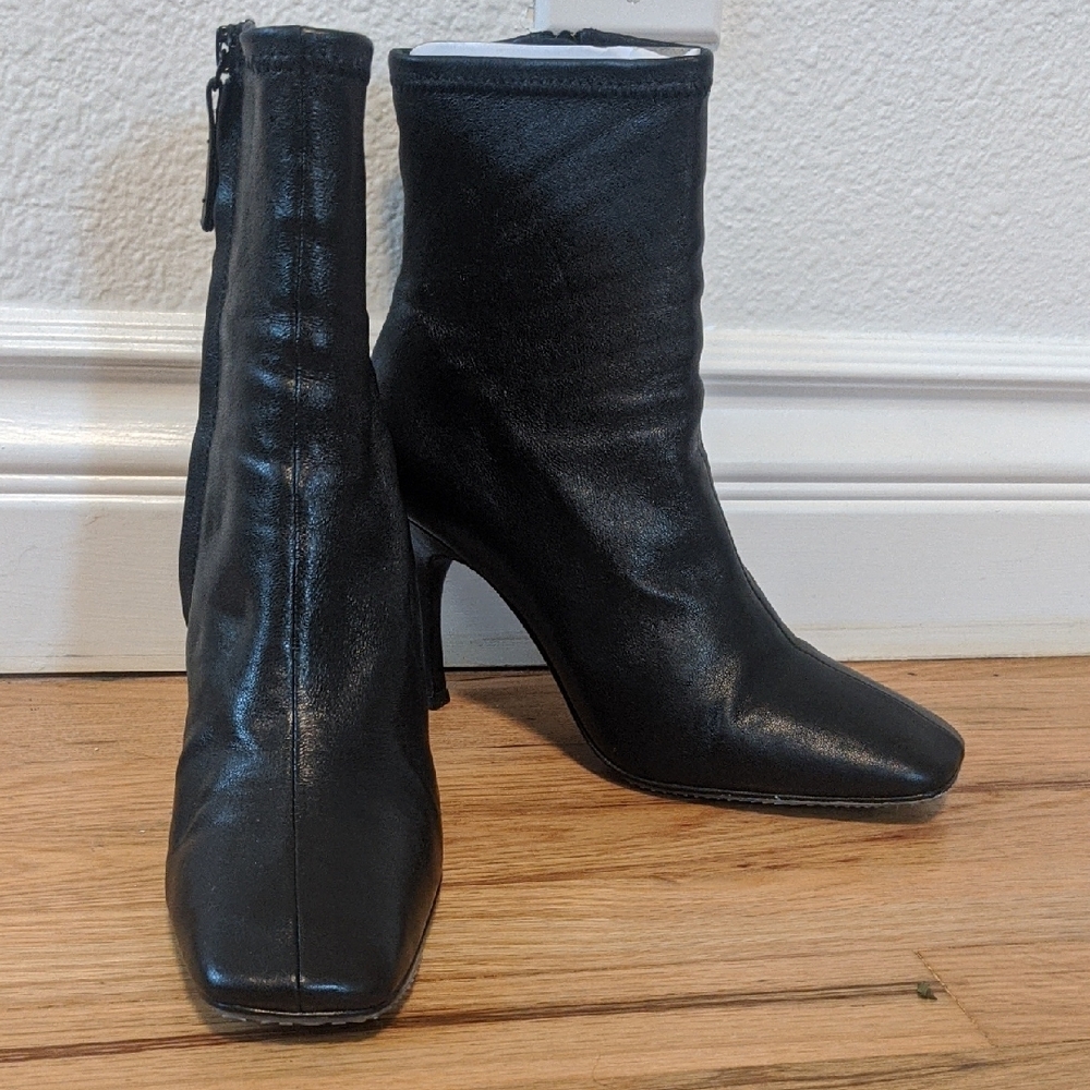 Reformation Evelyn Black Heeled Boots View 2